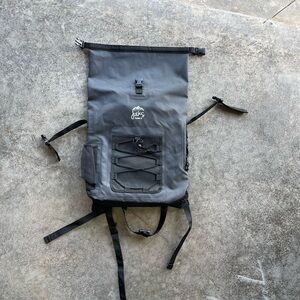 Black Tactical Backpack with Roll-Top Closure and MOLLE System